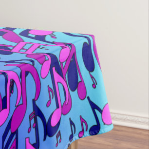 Beautiful Music Colourful Swirling Notes Pink Aqua Tablecloth