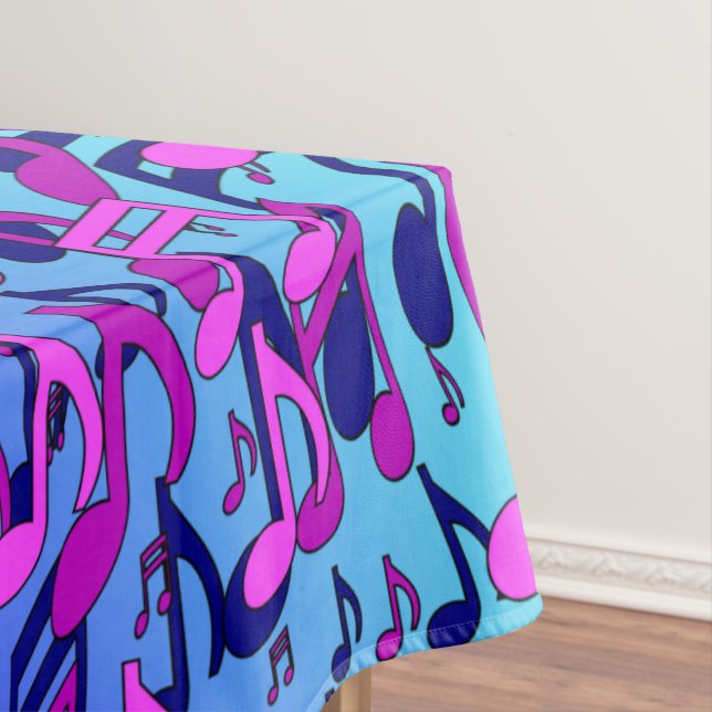 Beautiful Music Colourful Swirling Notes Pink Aqua Tablecloth (In Situ)