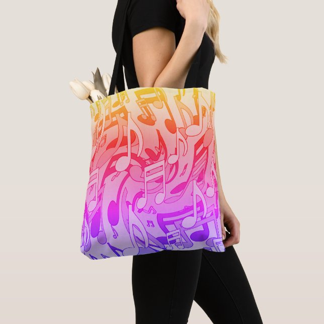 Beautiful Music Happy Colours Lively Musical Notes Tote Bag (Close Up)