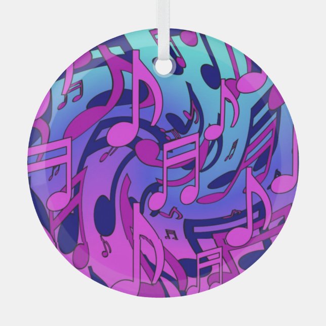 Beautiful Music Lively Colourful Upbeat Design Glass Tree Decoration (Front)