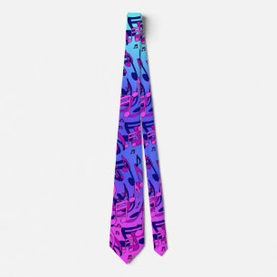 Beautiful Music Lively Notes Pink Purple Blue Aqua Tie