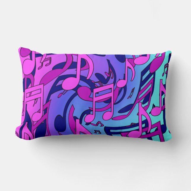 Beautiful Music Musical Notes Lively Upbeat Artsy Lumbar Cushion (Front)