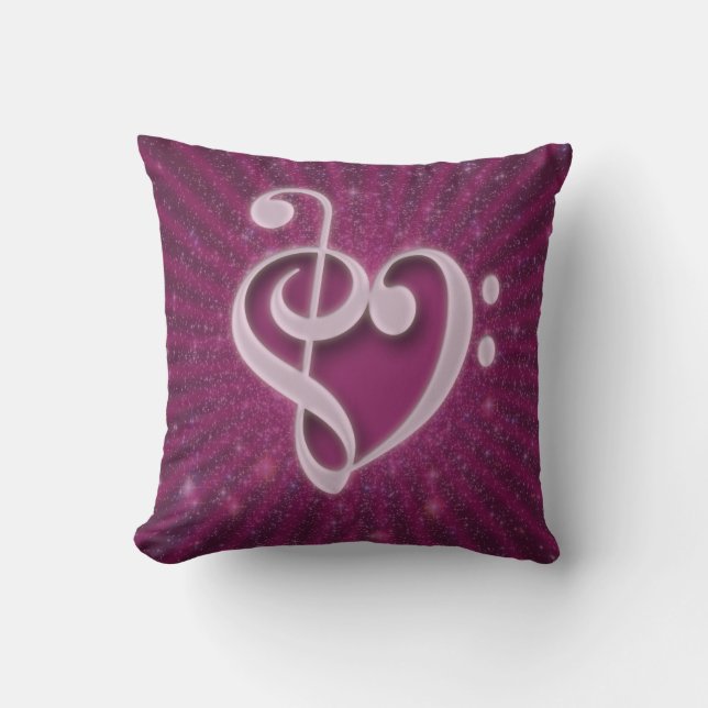Beautiful music notes put together as a heart cushion (Front)