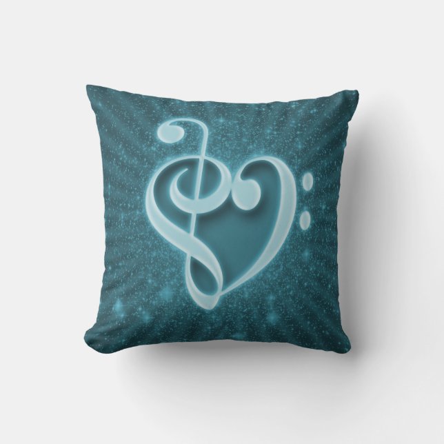 Beautiful music notes put together as a heart cushion (Front)