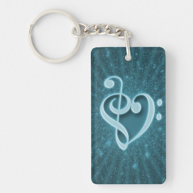 Beautiful music notes put together as a heart key ring (Front)