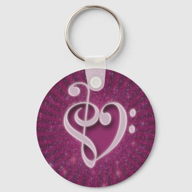 Beautiful music notes put together as a heart key ring (Front)