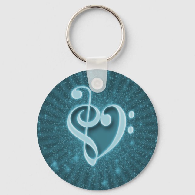 Beautiful music notes put together as a heart key ring (Front)