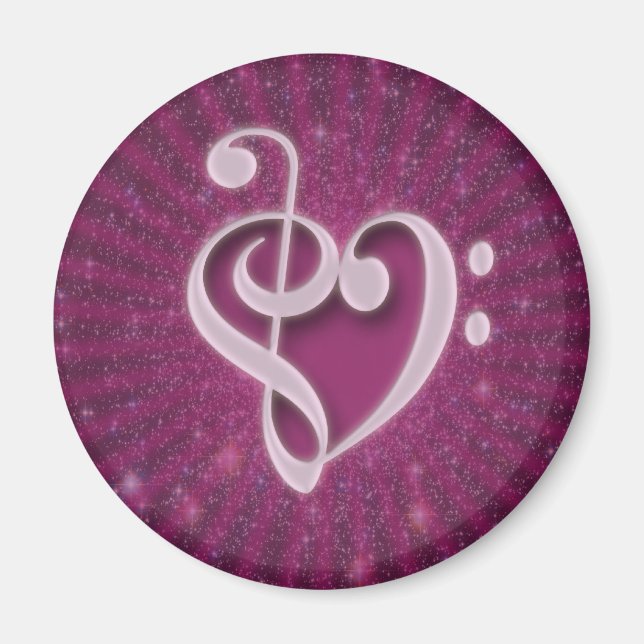 Beautiful music notes put together as a heart magnet (Front)