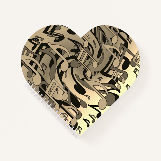 Beautiful Music Sepia Tone Lively Musical Notes Notebook (Front)