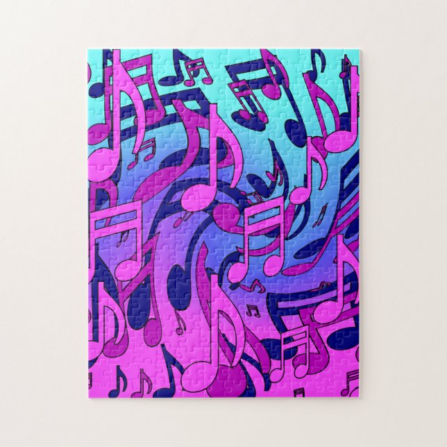 Beautiful Music Swirly Musical Notes Colourful Art Jigsaw Puzzle (Vertical)