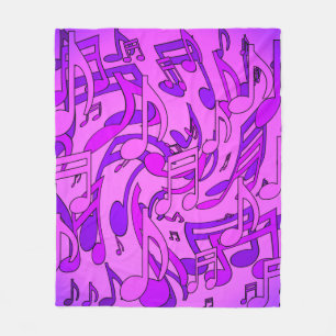 Beautiful Music Upbeat Musical Notes Purple Pink Fleece Blanket