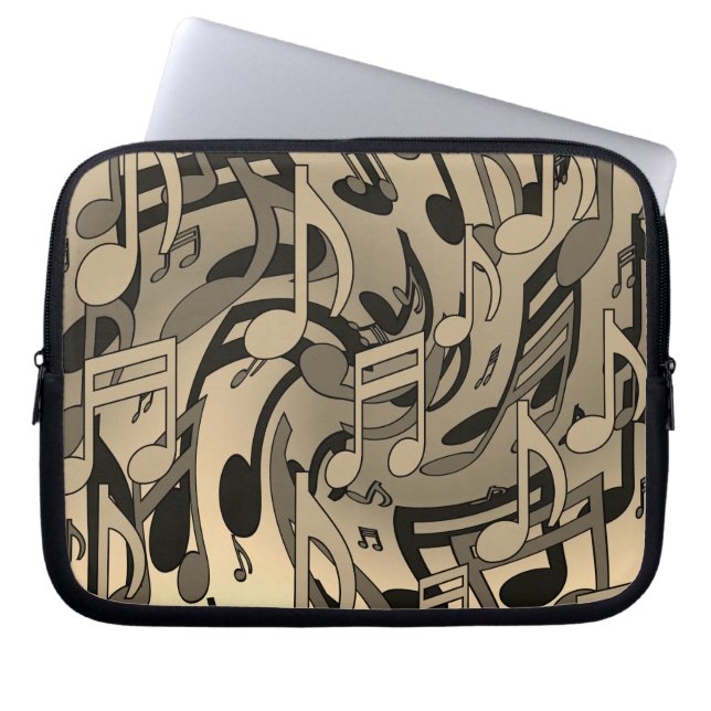Beautiful Music Warm Sepia Lively Musical Notes Laptop Sleeve (Front)
