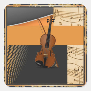Beautiful musical abstract violin square sticker