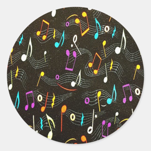 Beautiful Musical Notes Classic Round Sticker (Front)