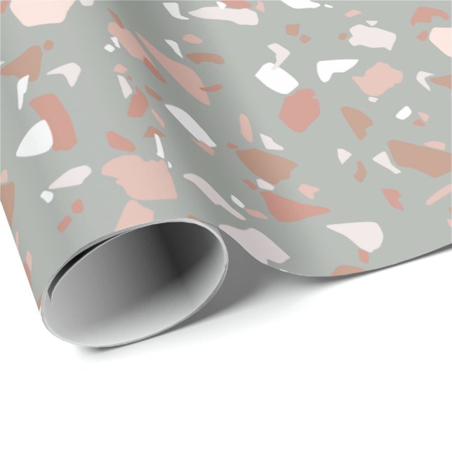 Beautiful muted desert tones terrazzo pattern wrapping paper (Roll Corner)