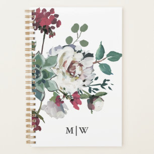 Beautiful Muted Floral Bouquet with Monogram Planner