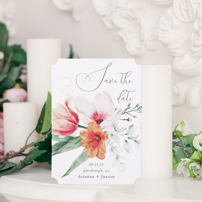 Beautiful Muted Lavender Colourful Floral Wedding Save The Date (Creator Uploaded)