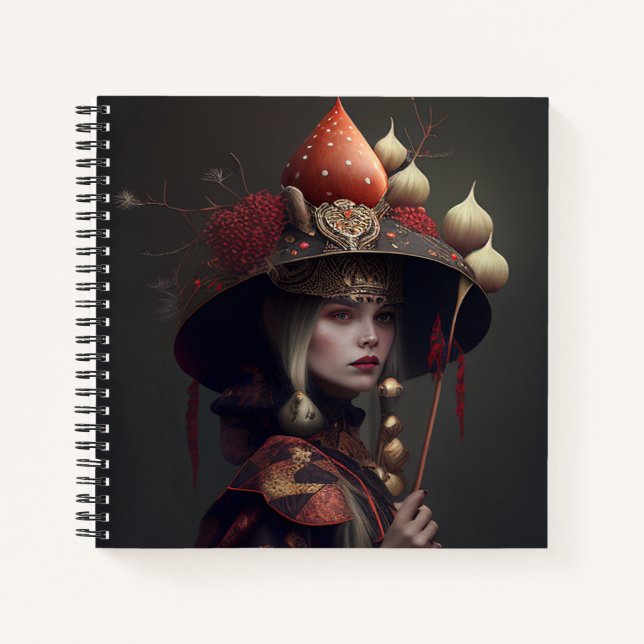 Beautiful Mystical Amanita Muscaria Mushroom Witch Notebook (Front)