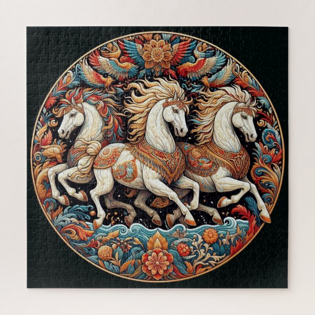 "Beautiful Mystical Horses" 21 Jigsaw Puzzle (Vertical)