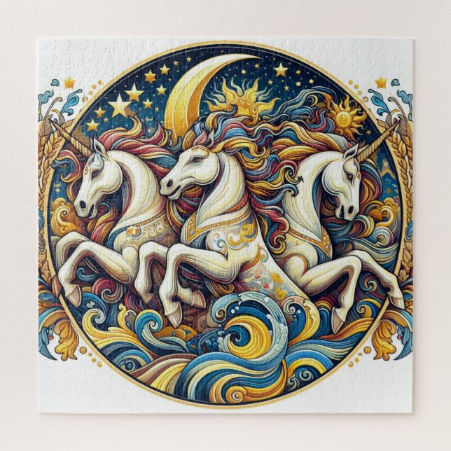 "Beautiful Mystical Horses" 26 Jigsaw Puzzle (Vertical)