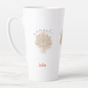 Beautiful namaste word  and Lotus Design       Latte Mug