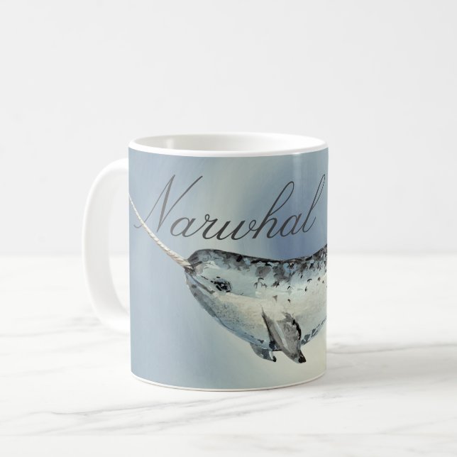 Beautiful Narwhal Whale, Monodon Monoceros Coffee Mug (Front Left)