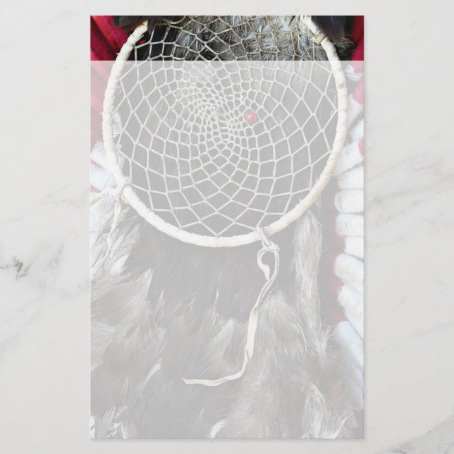 Beautiful Native American Dream Catcher Red Blue Stationery (Front)