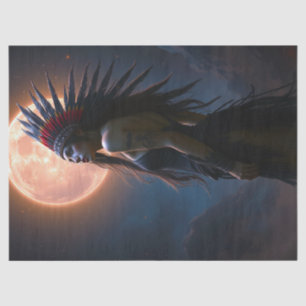 Beautiful Native American Woman Celestial Fullmoon Tissue Paper