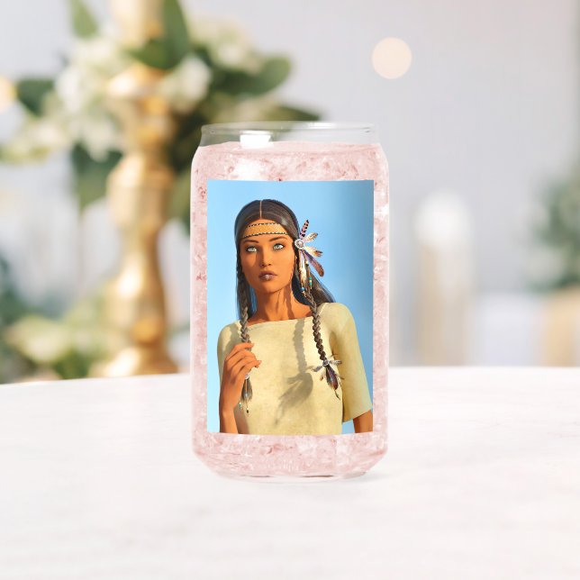 Beautiful Native American Woman Indigenous Outfit Can Glass (Insitu (Wedding))