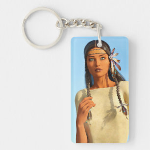 Beautiful Native American Woman Indigenous Outfit Key Ring