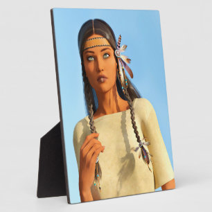 Beautiful Native American Woman Indigenous Outfit Plaque