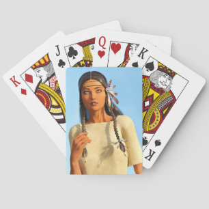 Beautiful Native American Woman Indigenous Outfit Playing Cards