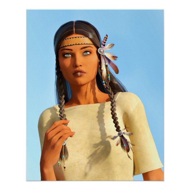 Beautiful Native American Woman Indigenous Outfit Poster (Front)