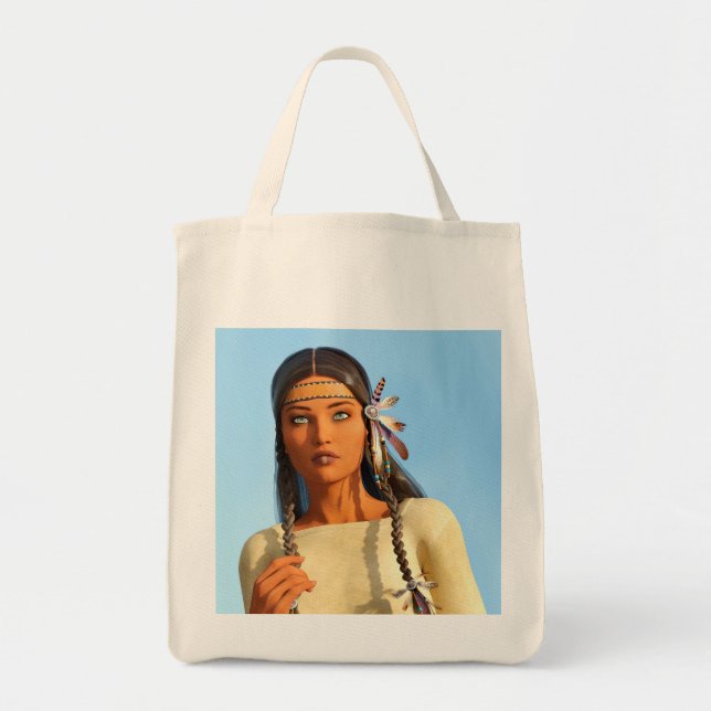 Beautiful Native American Woman Indigenous Outfit Tote Bag (Front)
