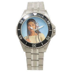Beautiful Native American Woman Indigenous Outfit Watch