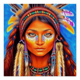 Beautiful Native American Woman  Poster