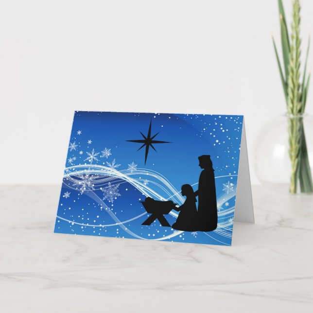 Beautiful Nativity Scene Customised Christmas Card (Front)