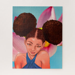 BEAUTIFUL NATURAL AFRO PUFF BLACK GIRL JIGSAW PUZZLE