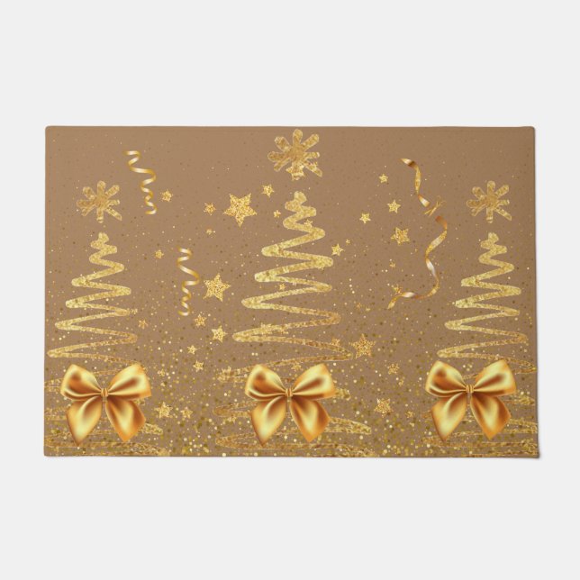 Beautiful natural brown luxury glitter trees brown doormat (Front)