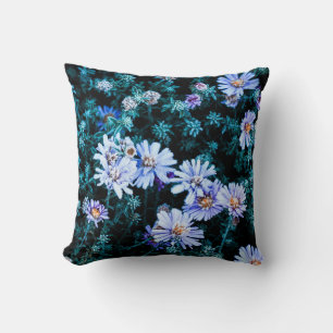 beautiful natural frozen blue flowers cushion