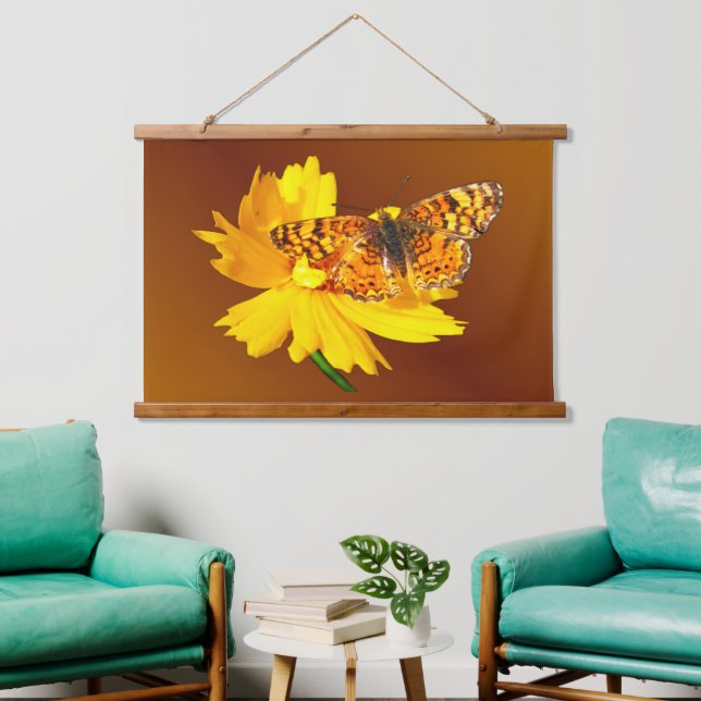 Beautiful Natural Orange Butterfly Hanging Tapestry (Living Room)