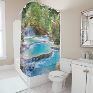 Beautiful Natural Small Forest Waterfall Shower Curtain