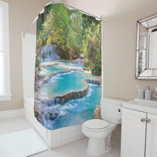 Beautiful Natural Small Forest Waterfall Shower Curtain (In Situ)