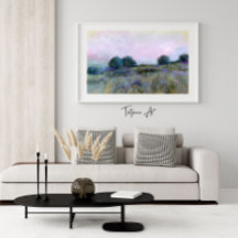 Beautiful Nature Blue Purple Meadow Landscape Art