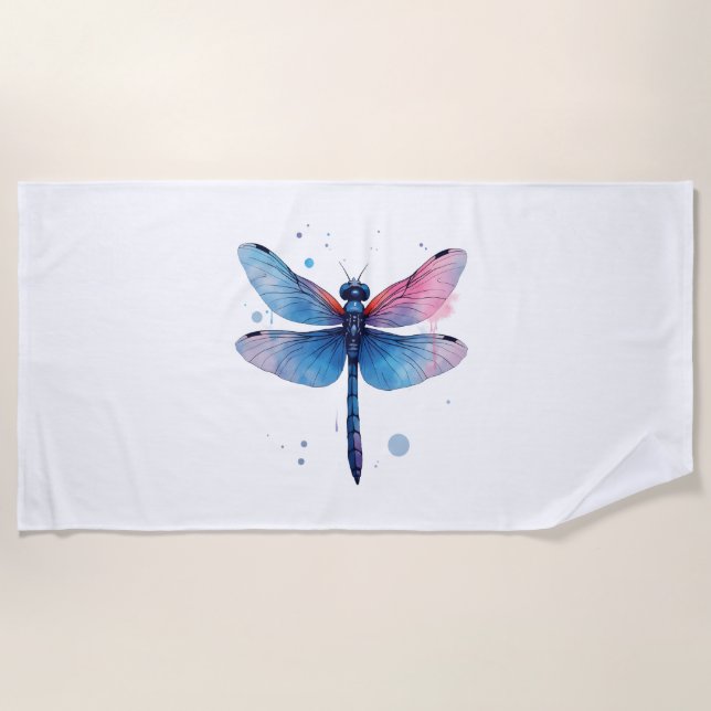 Beautiful Nature Colourful Graphic Pattern Dragonf Beach Towel (Front)