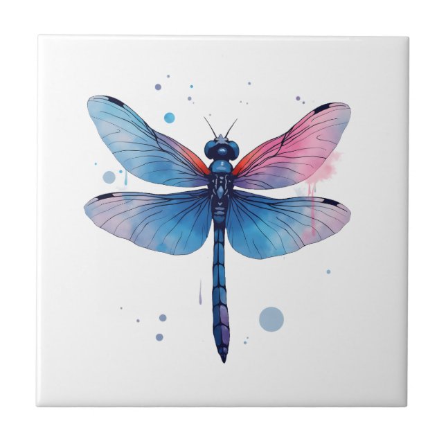 Beautiful Nature Colourful Graphic Pattern Dragonf Ceramic Tile (Front)