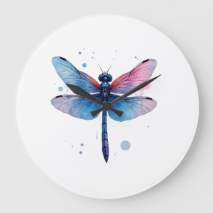 Beautiful Nature Colourful Graphic Pattern Dragonf Large Clock