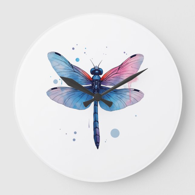 Beautiful Nature Colourful Graphic Pattern Dragonf Large Clock (Front)