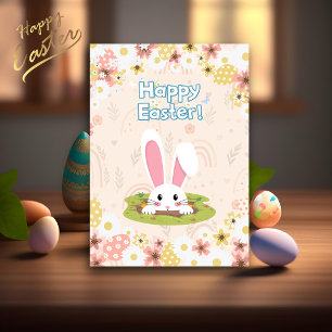 Beautiful Nature Floral Egg For Kids Happy Easter Holiday Card