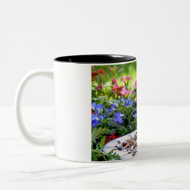 Beautiful nature with sparrow  Two-Tone coffee mug (Left)